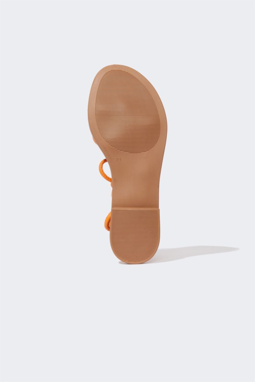 FEMME Orange Sandales à semelles plates et à lacets pour femme