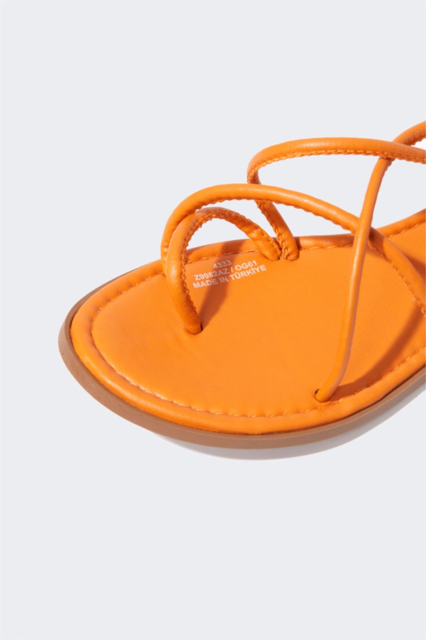 FEMME Orange Sandales à semelles plates et à lacets pour femme