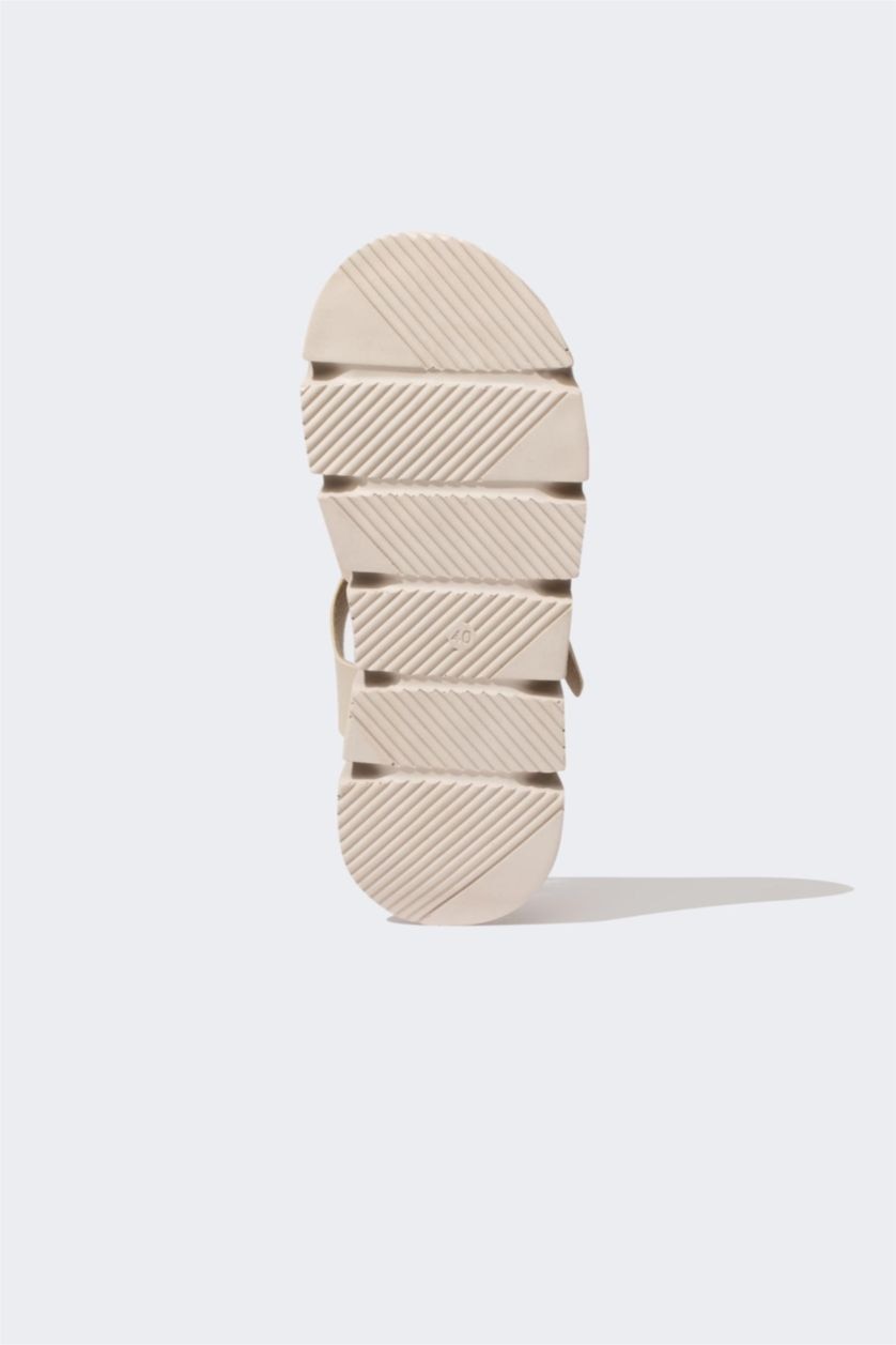 FEMME Beige sandales Semelle Épaisse Double bande