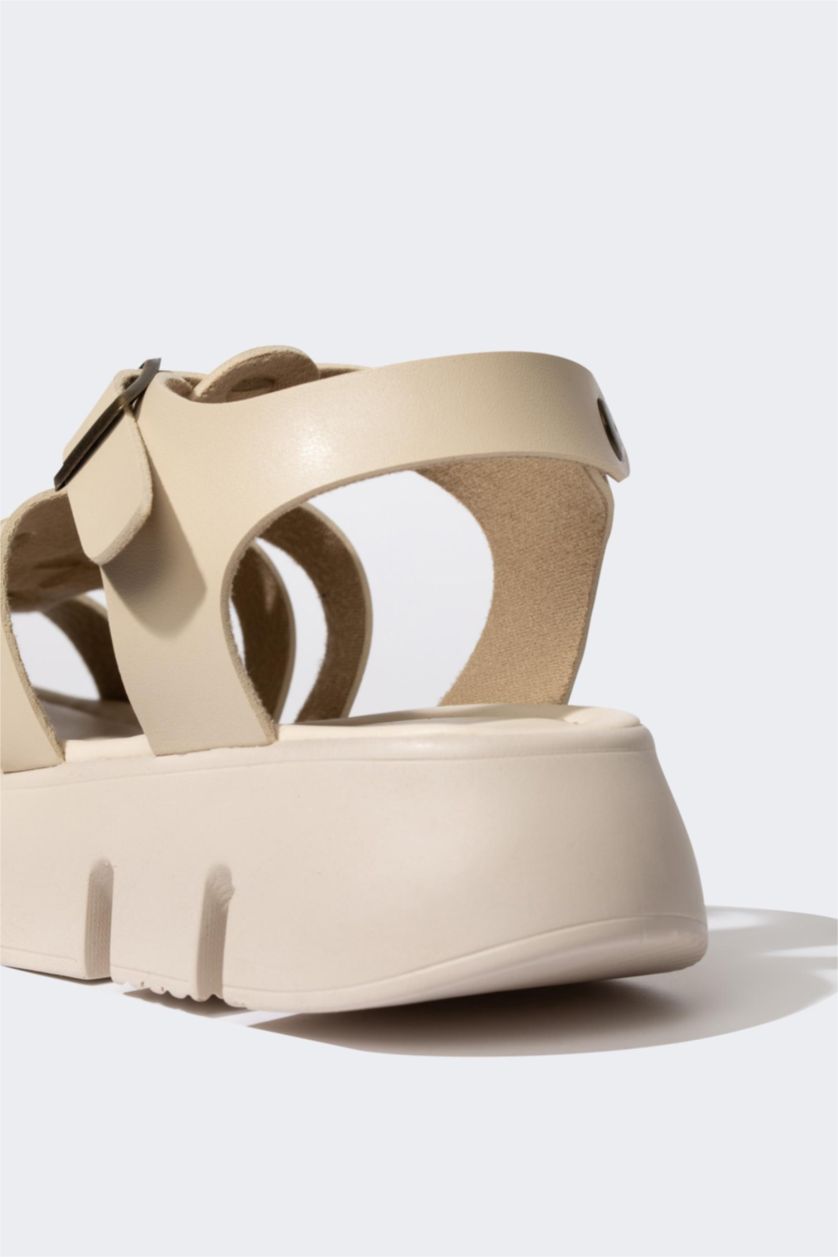 FEMME Beige sandales Semelle Épaisse Double bande