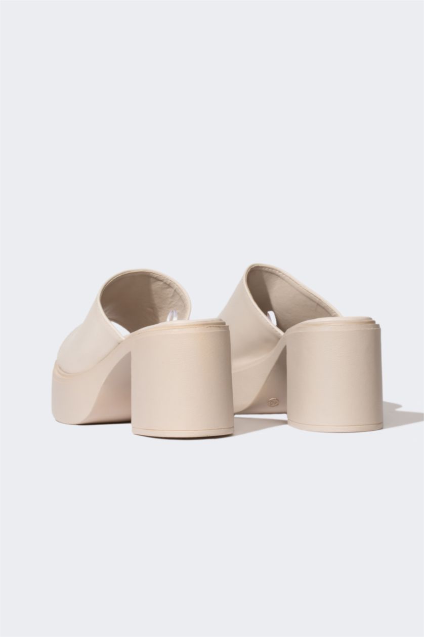 Kadın Bej Kadın Kalın Taban Terlik