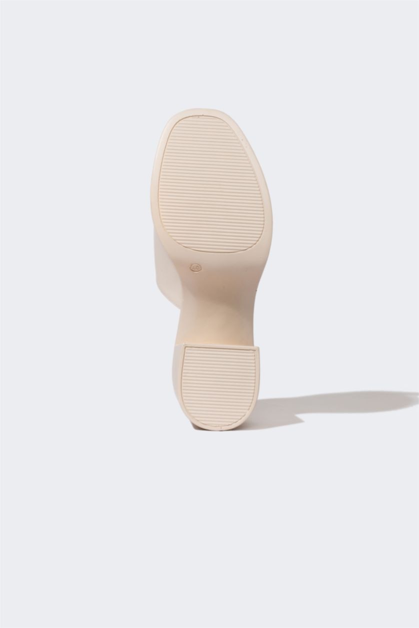 Kadın Bej Kadın Kalın Taban Terlik