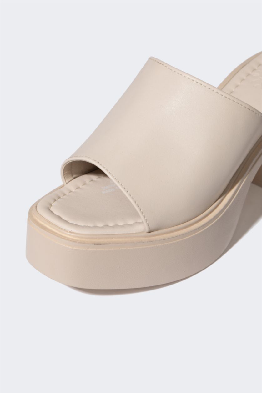 Kadın Bej Kadın Kalın Taban Terlik