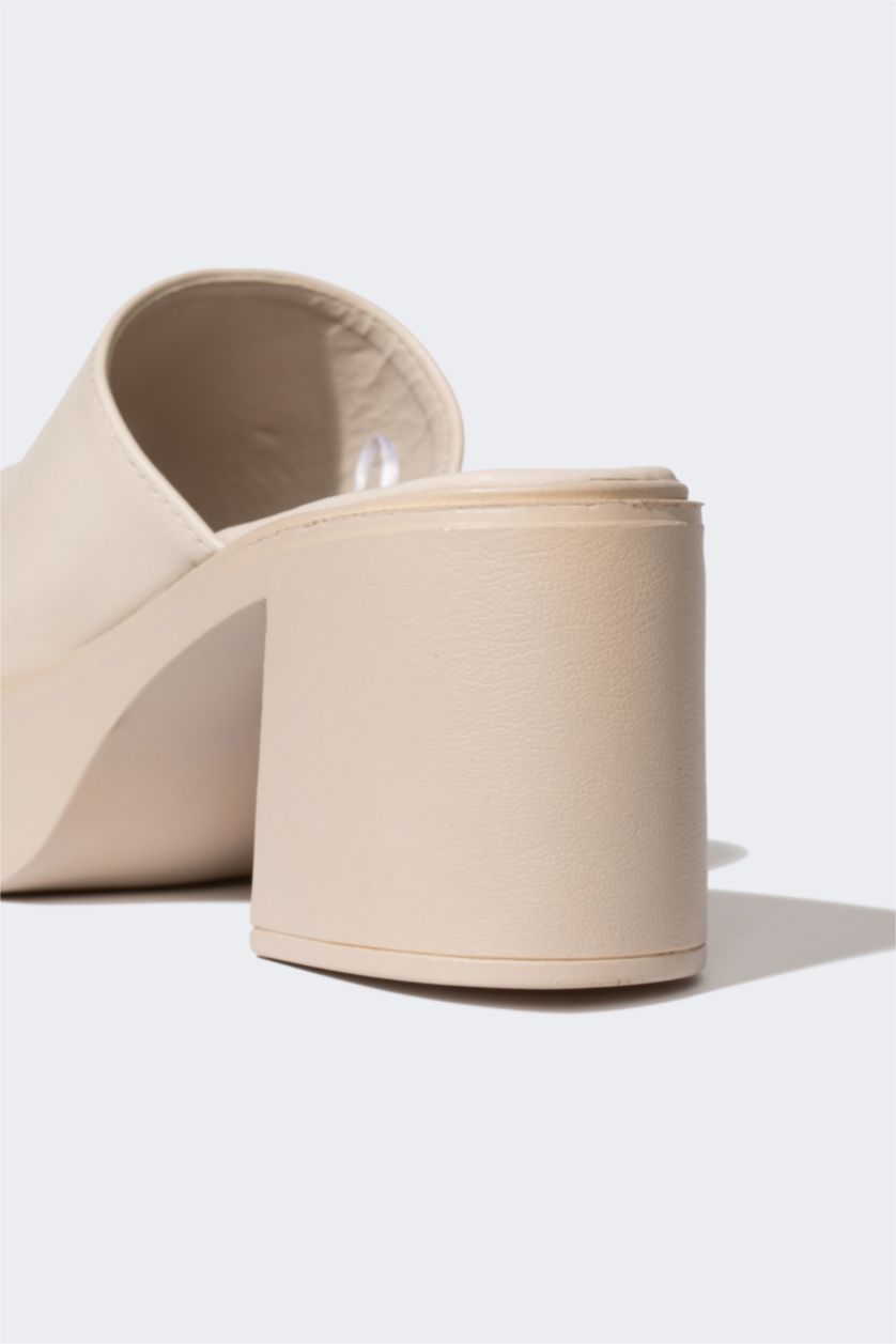 Kadın Bej Kadın Kalın Taban Terlik