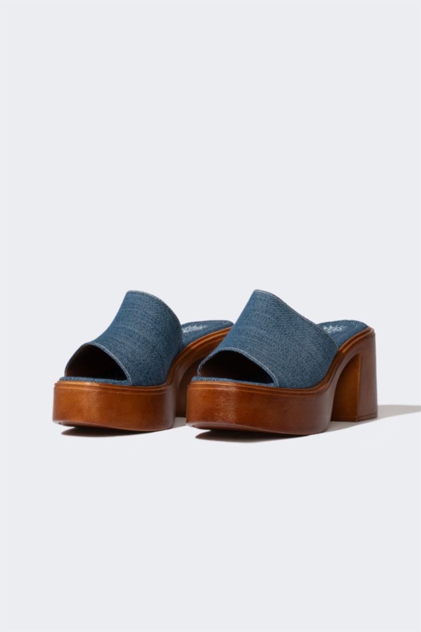 Kadın Lacivert Kadın Kalın Taban Terlik