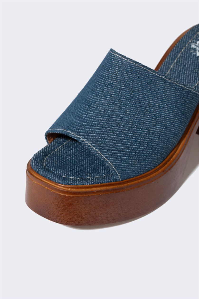 Kadın Lacivert Kadın Kalın Taban Terlik