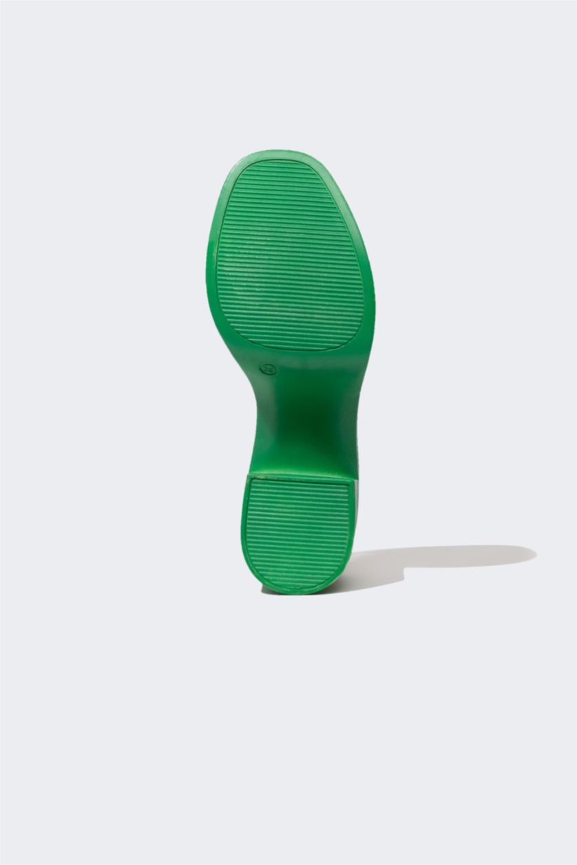 نساء أخضر صندل نسائي بكعب سميك