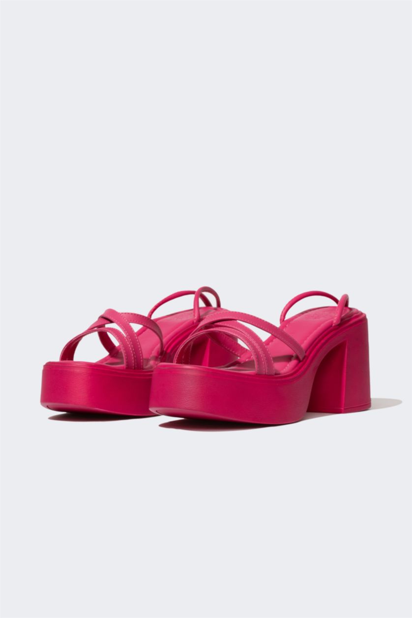 نساء فوشي صندل نسائي بكعب سميك