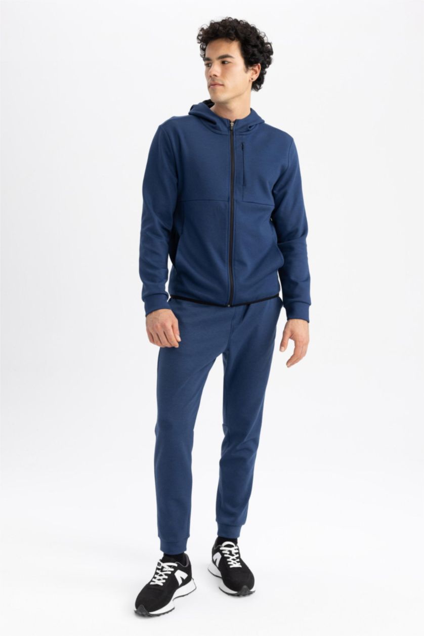 Erkek İndigo Slım Fıt Skuba Dalgıç Kumaş Jogger