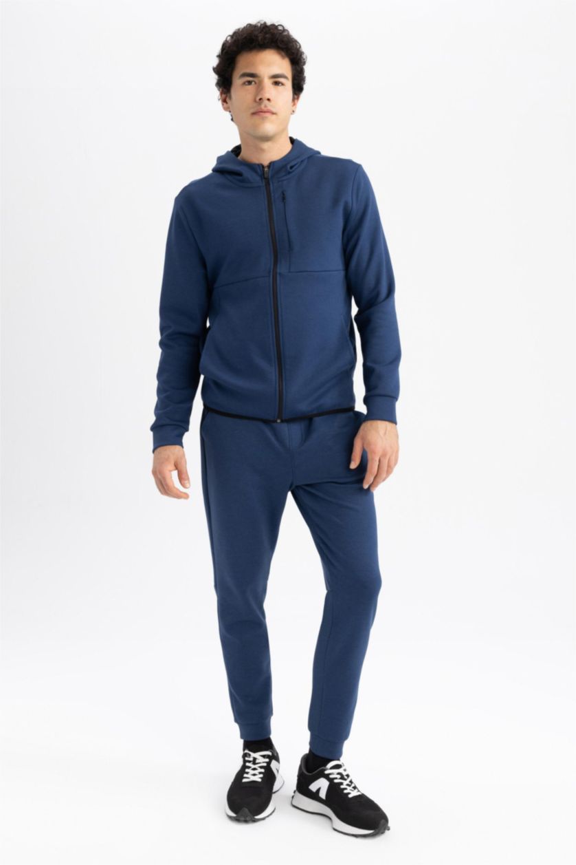 Erkek İndigo Slım Fıt Skuba Dalgıç Kumaş Jogger