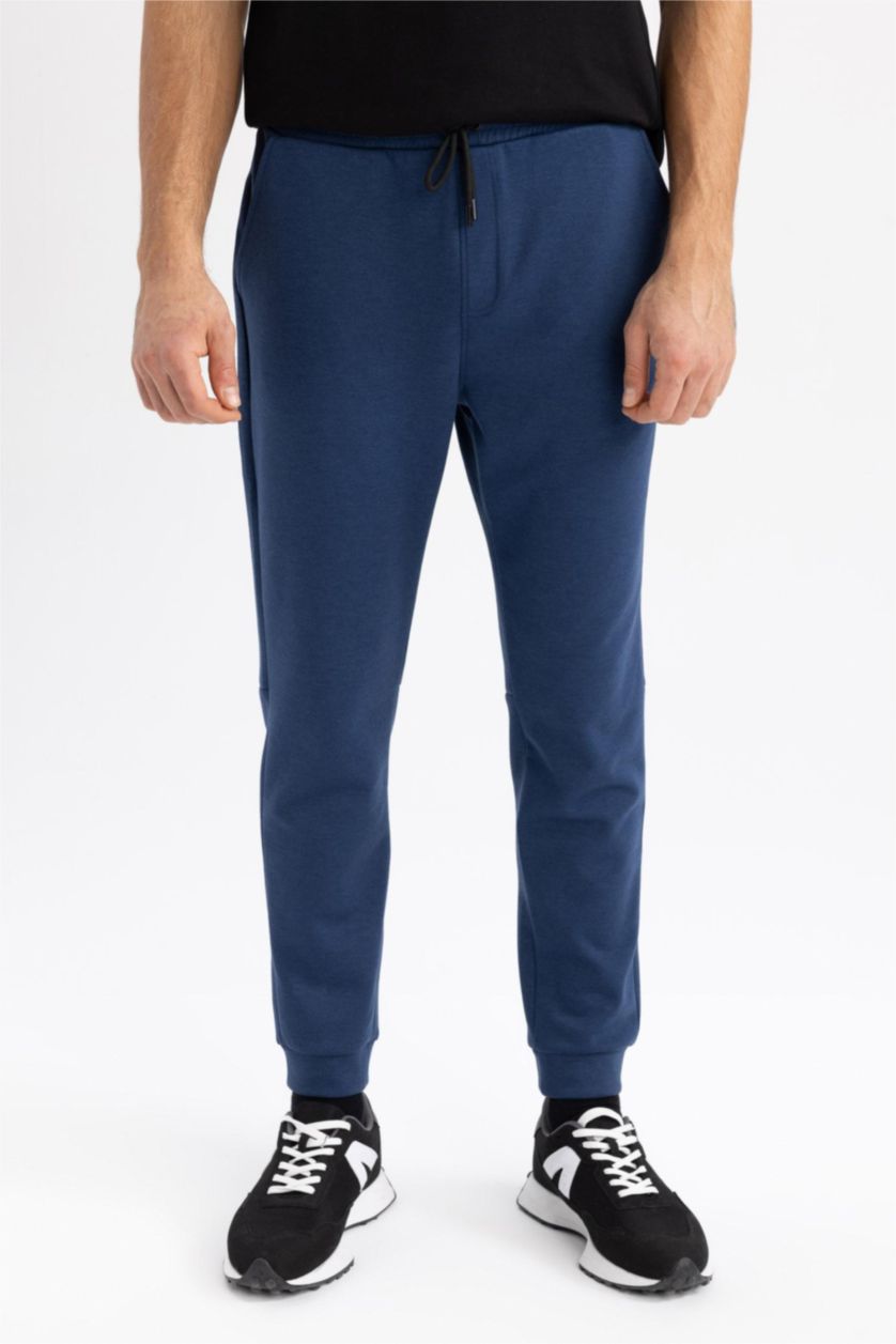 Erkek İndigo Slım Fıt Skuba Dalgıç Kumaş Jogger