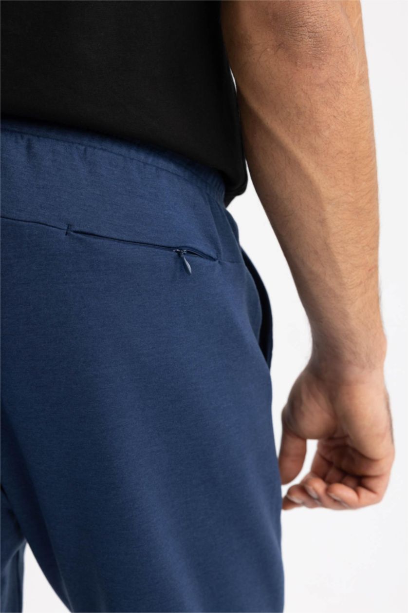 Erkek İndigo Slım Fıt Skuba Dalgıç Kumaş Jogger