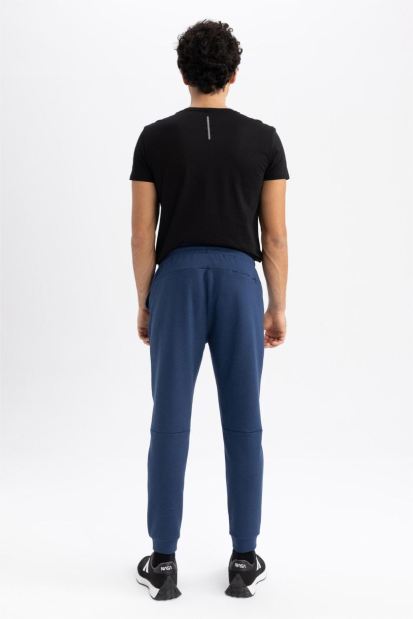 Erkek İndigo Slım Fıt Skuba Dalgıç Kumaş Jogger