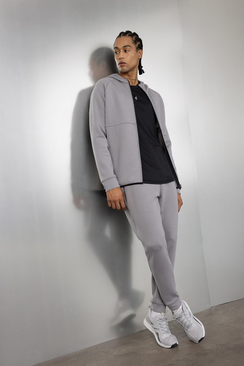 Erkek Gri DeFactoFit Slim Fit Dar Kesim Standart Paça Skuba Dalgıç Kumaş Jogger Eşofman Altı