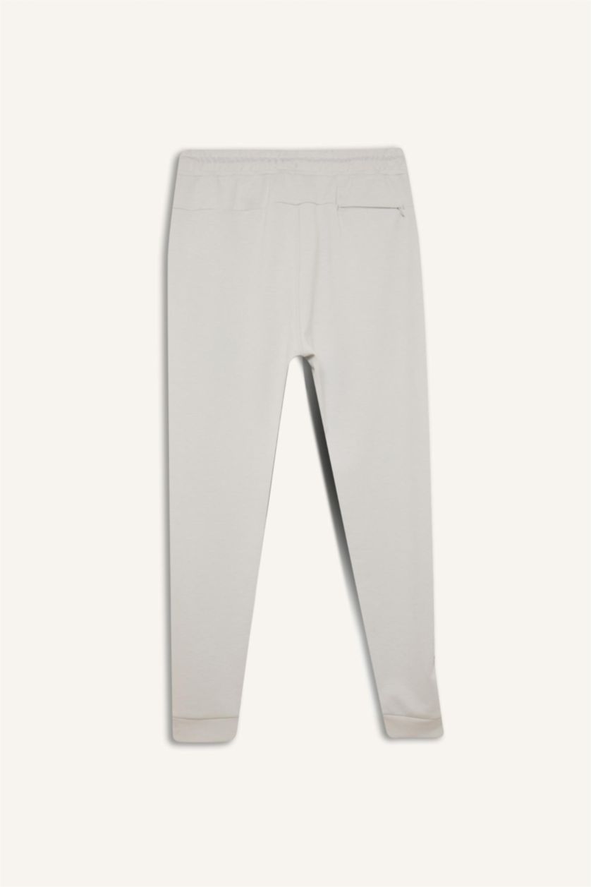 رجال رمادي فاتح بنطلون بجامة رياضي قماش سكوبا سليم فيت برجل مطاطي من DeFactoFit