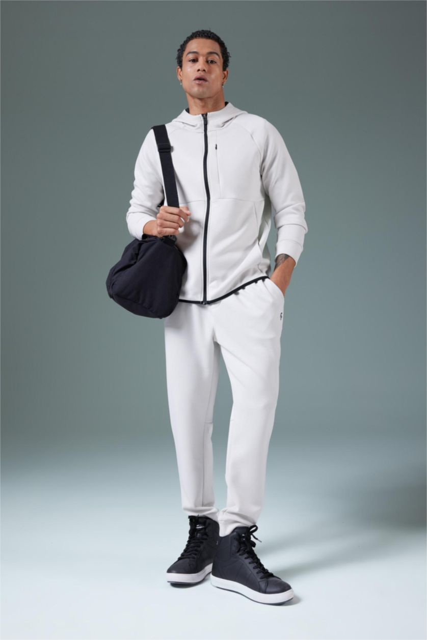 HOMME Beige Slim Fit Scuba Fabric Jogger