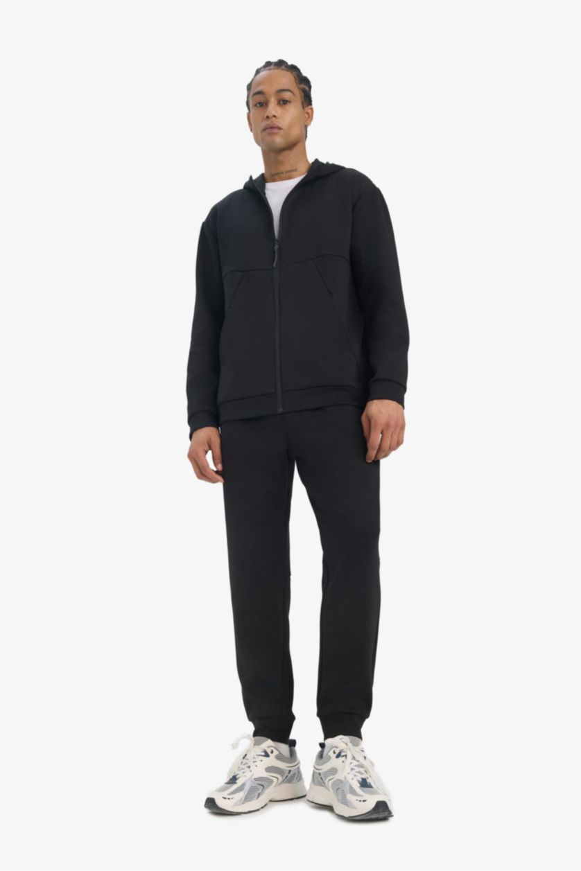 Erkek Siyah Slim Fit Nefes Alabilen Kumaş Jogger Eşofman Altı