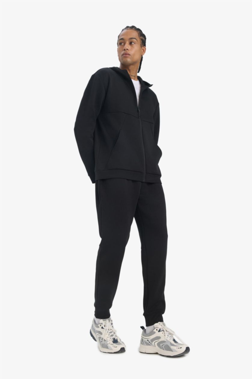 Erkek Siyah Slim Fit Nefes Alabilen Kumaş Jogger Eşofman Altı