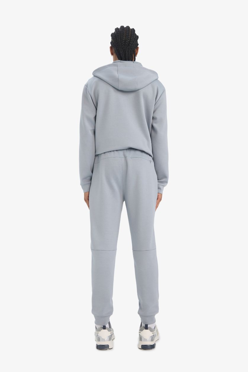 Erkek Gri Slim Fit Dar Kesim Standart Paça Skuba Dalgıç Kumaş Jogger Eşofman Altı