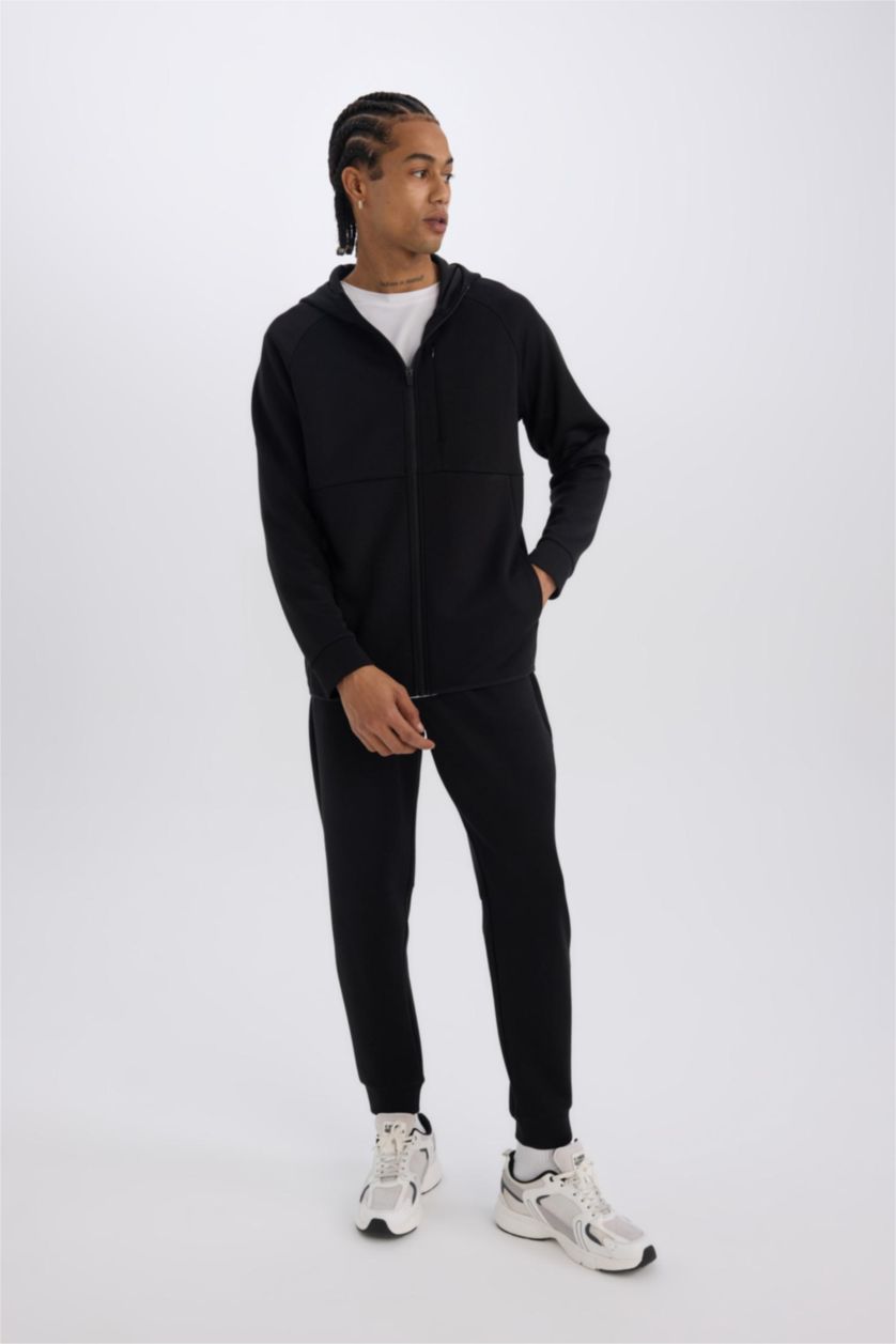 Men Black DeFactoFit Slim Fit Leg Scuba Diver Fabric Joggers
