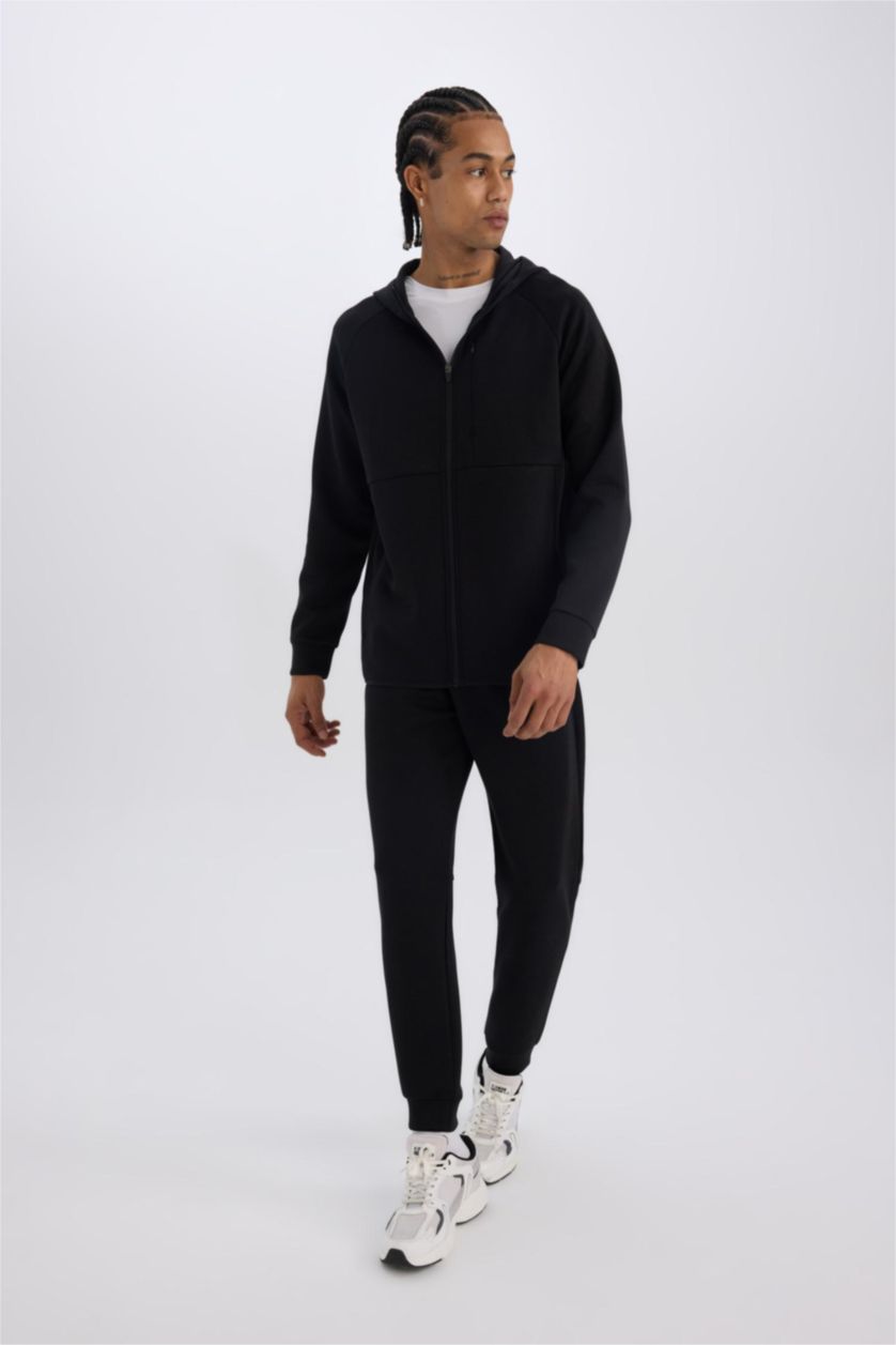 Men Black DeFactoFit Slim Fit Leg Scuba Diver Fabric Joggers