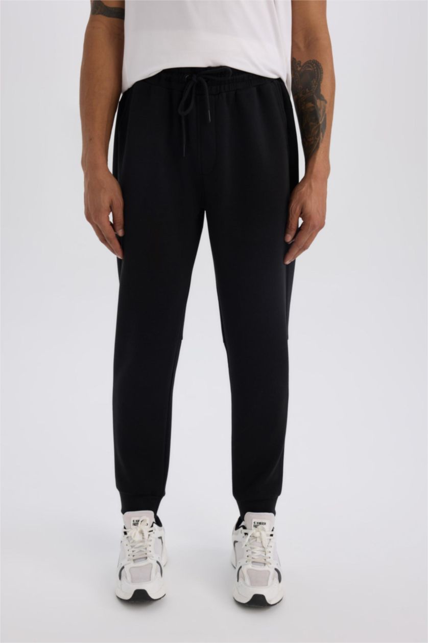 Men Black DeFactoFit Slim Fit Leg Scuba Diver Fabric Joggers