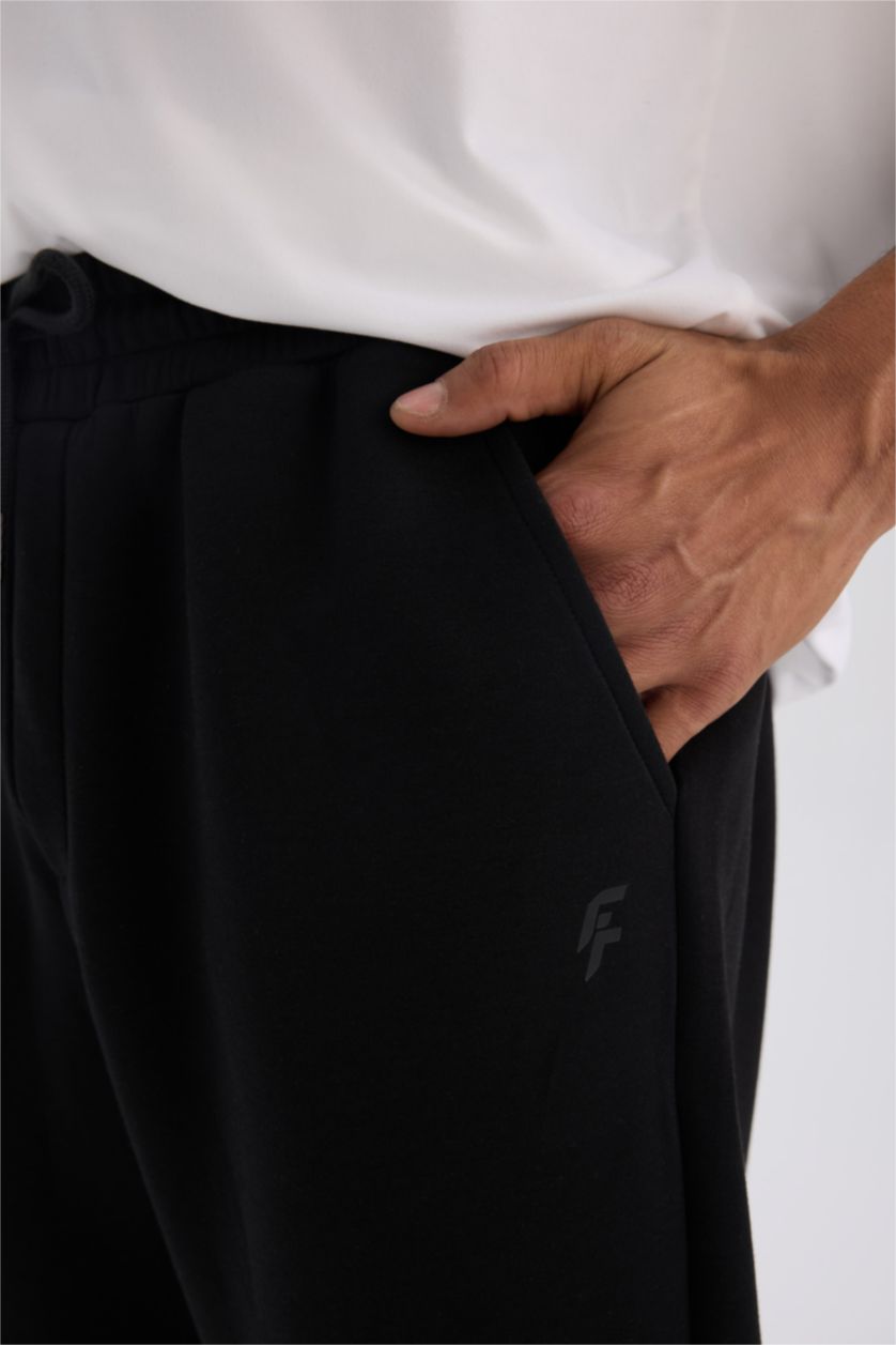 Men Black DeFactoFit Slim Fit Leg Scuba Diver Fabric Joggers