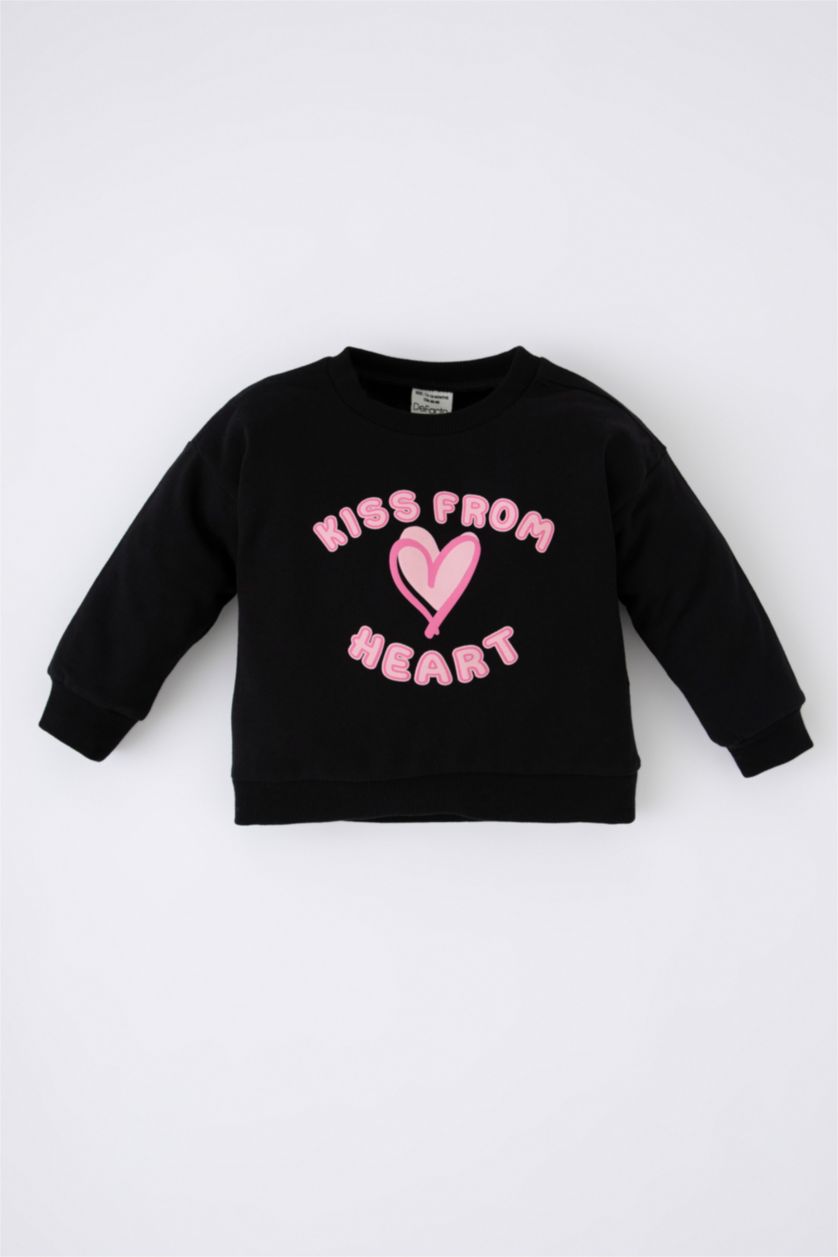 МАЛЫШКА Черный Свитшот оверсайз с принтом для малышей девочек