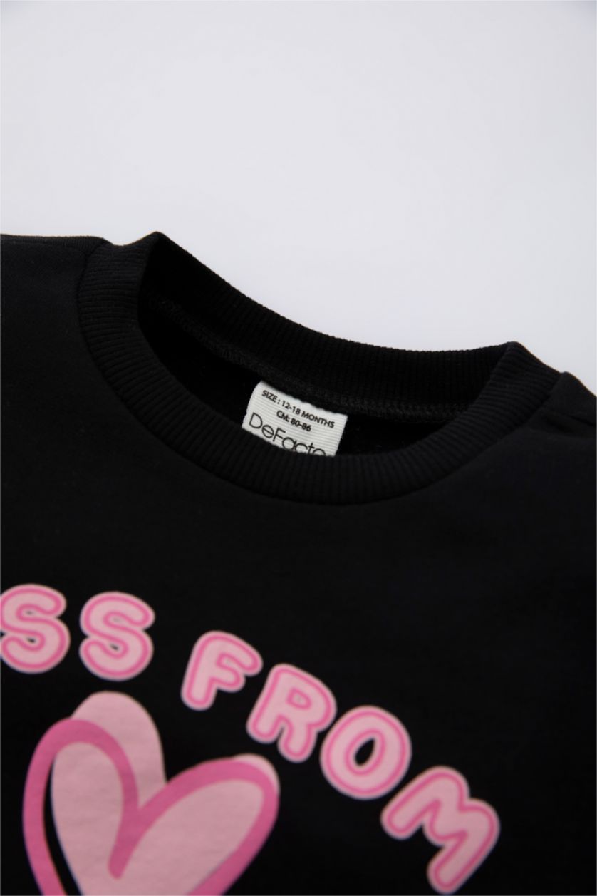 МАЛЫШКА Черный Свитшот оверсайз с принтом для малышей девочек