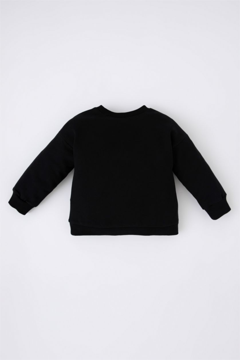 МАЛЫШКА Черный Свитшот оверсайз с принтом для малышей девочек