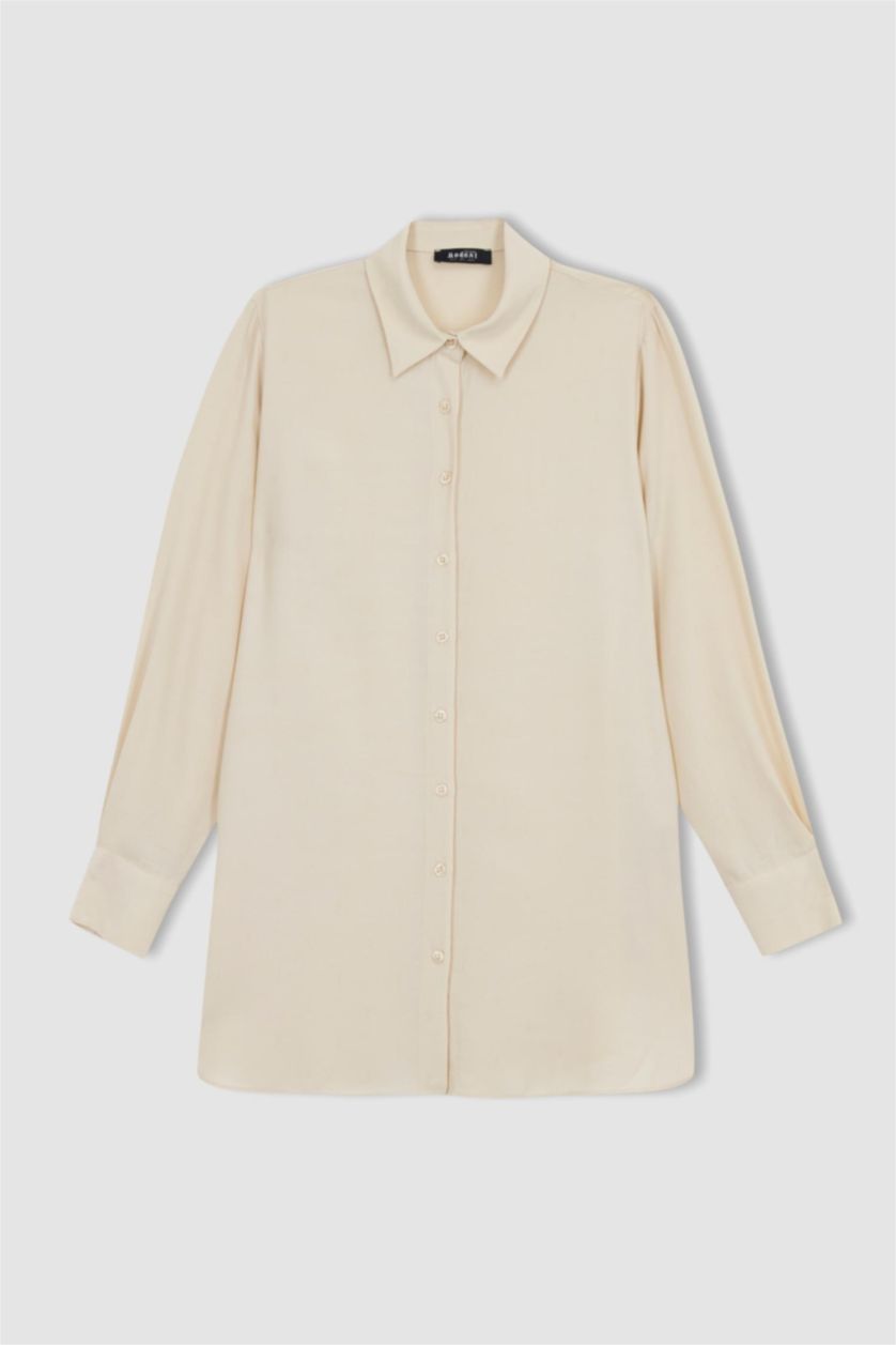 WOMAN Beige Regular Fit Moroccan Long Sleeve Tunic