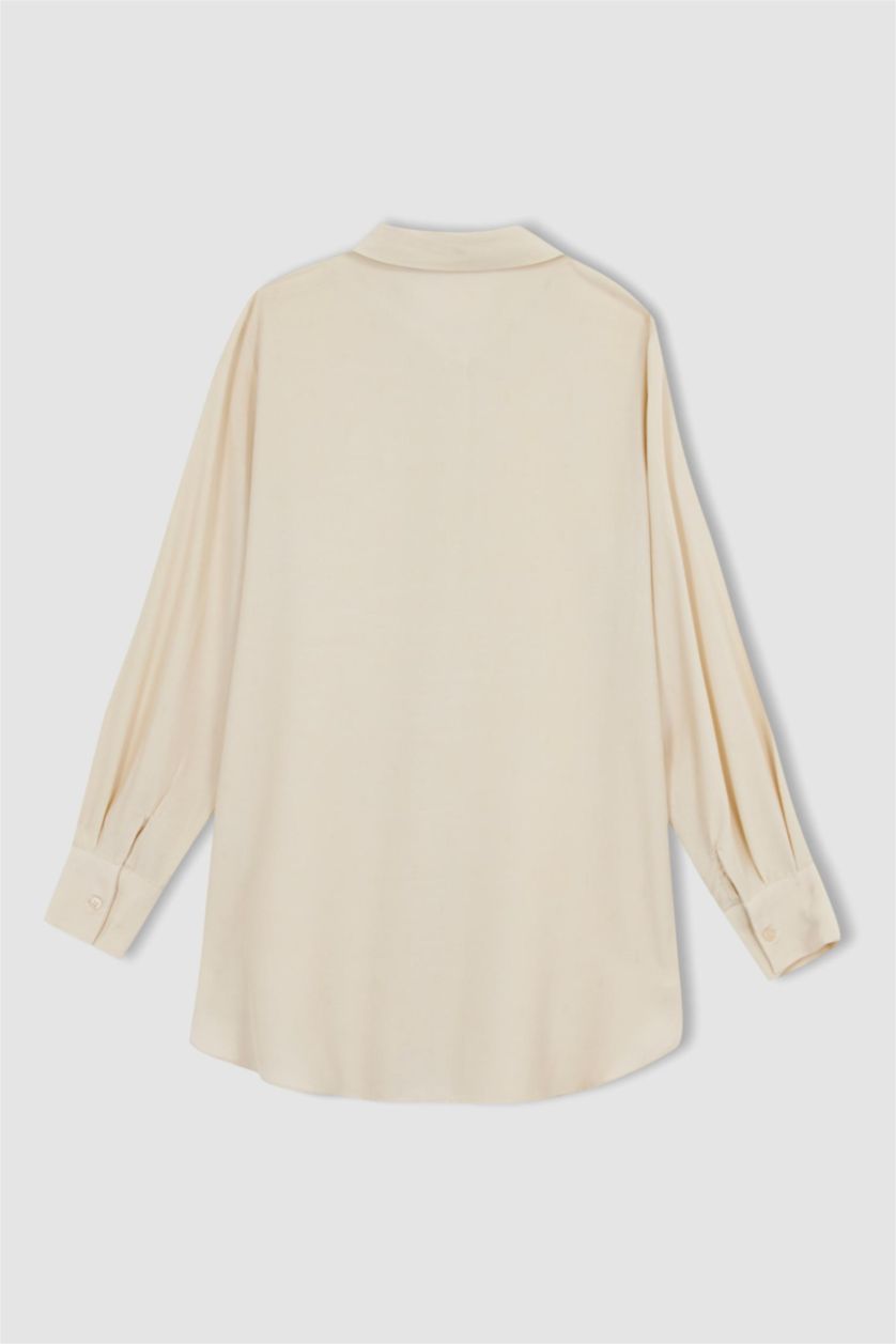 WOMAN Beige Regular Fit Moroccan Long Sleeve Tunic