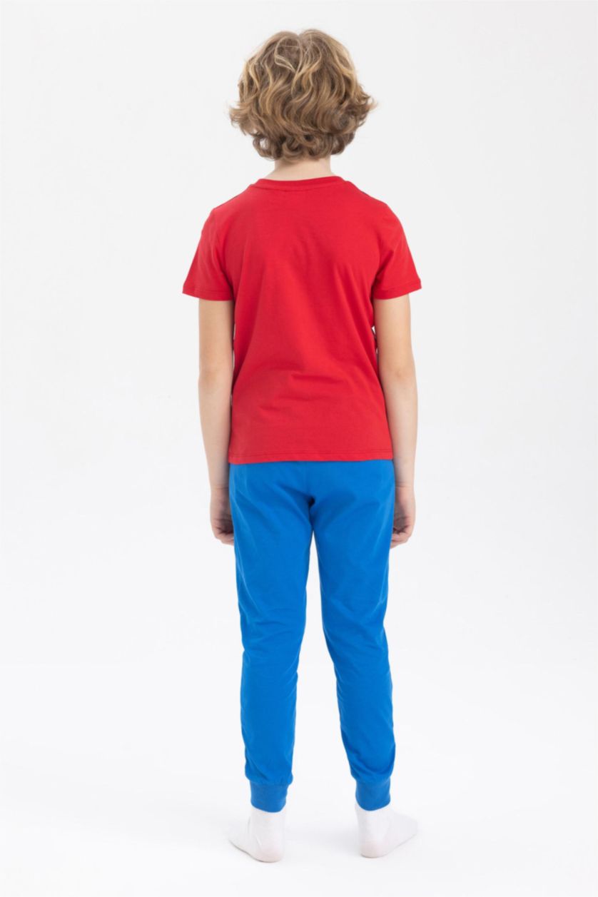 أولاد أحمر طقم بيجاما ولادي قصة عادية من سبايدرمان - قطعتين