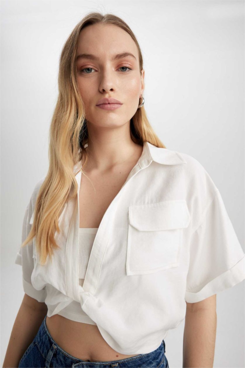 Женщины Белый Кроп топ с длинным рукавом