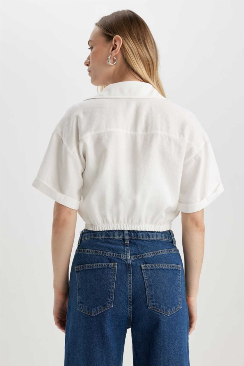 Женщины Белый Кроп топ с длинным рукавом