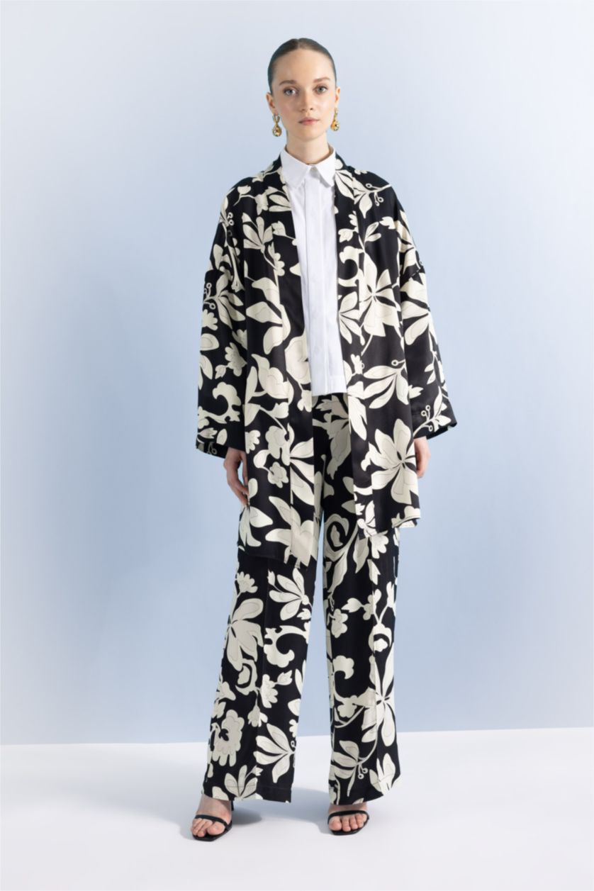 FEMME Noir Pantalon Palazzo En Satin