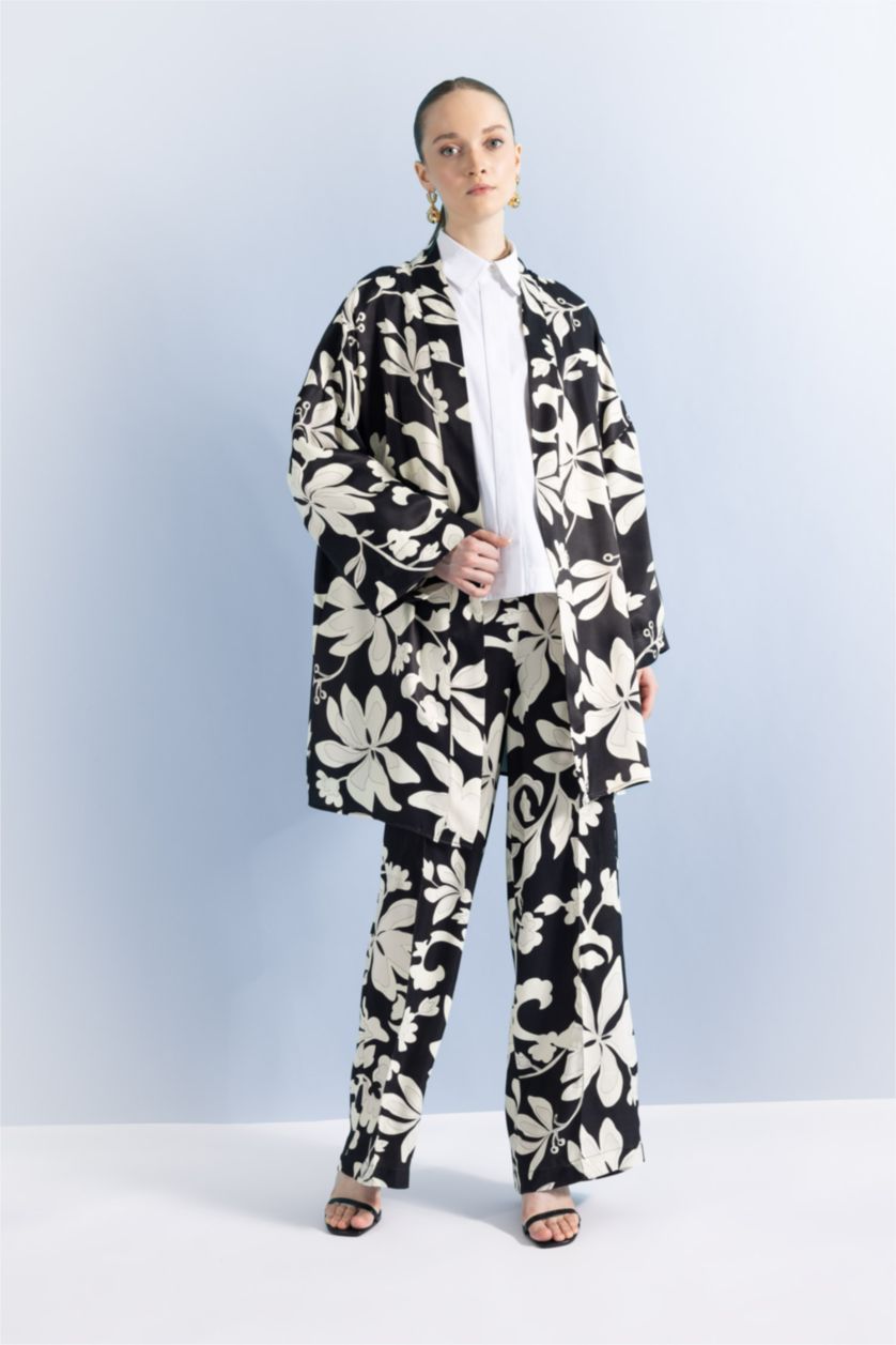 FEMME Noir Pantalon Palazzo En Satin