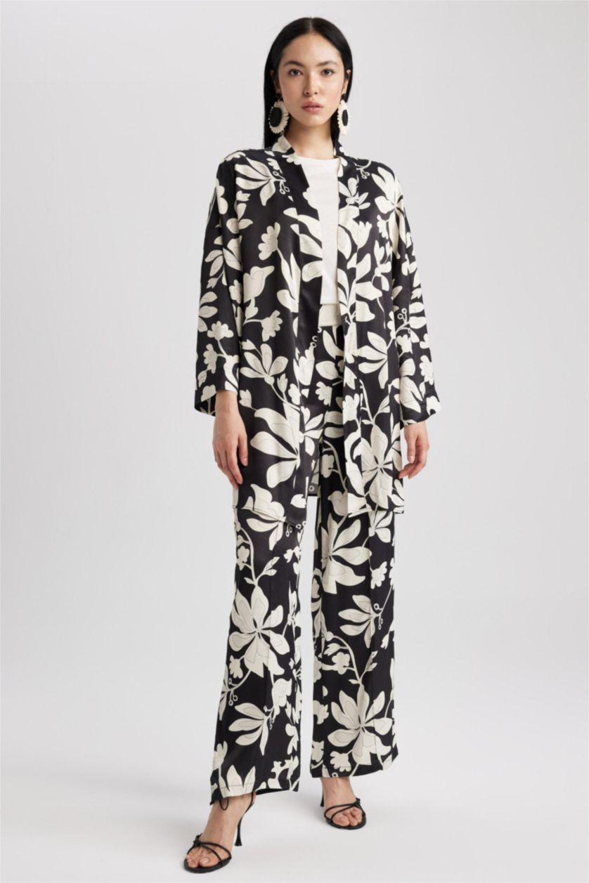 FEMME Noir Pantalon Palazzo En Satin