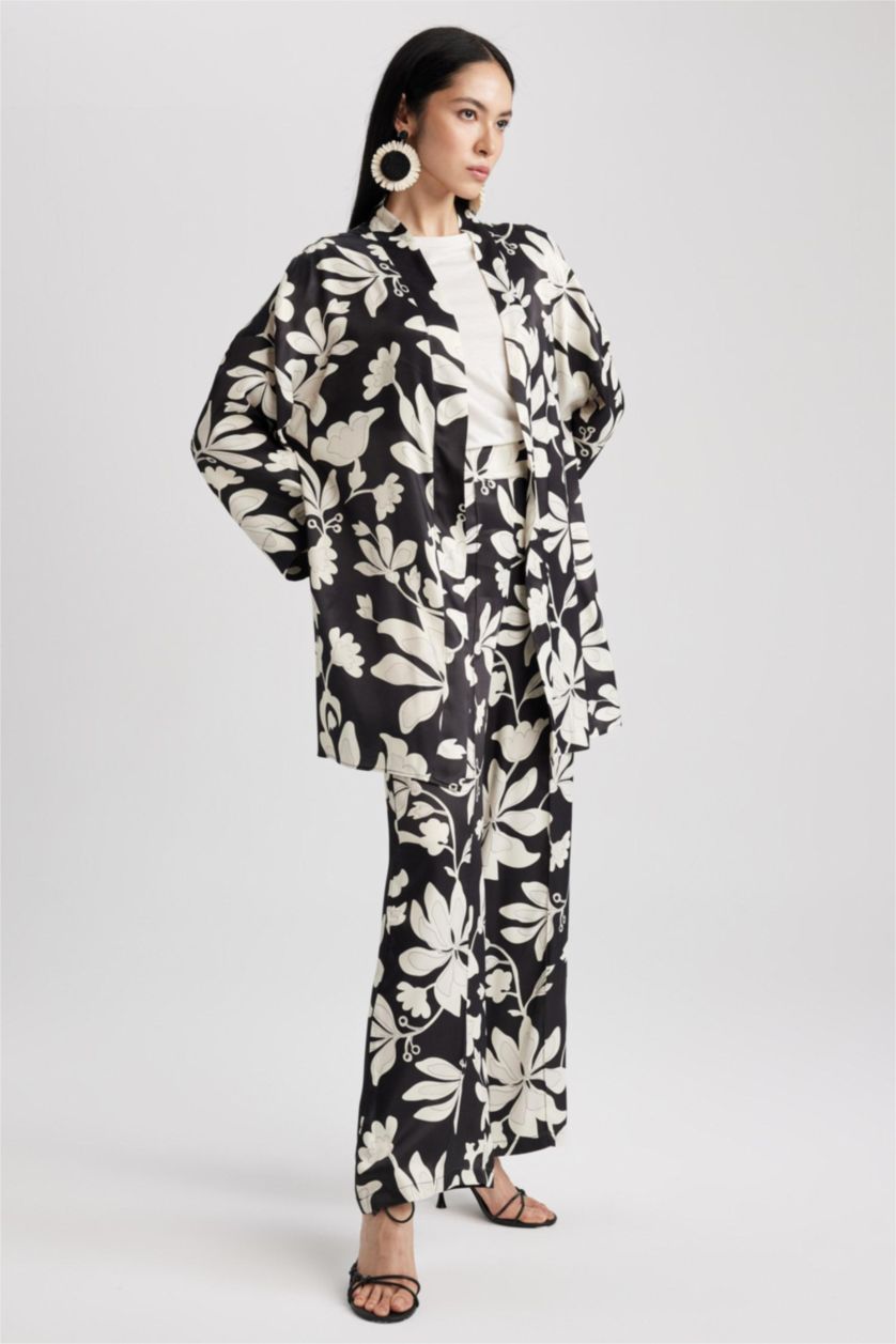 FEMME Noir Pantalon Palazzo En Satin