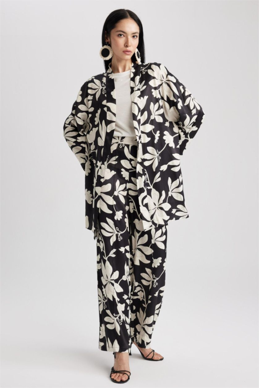 FEMME Noir Pantalon Palazzo En Satin