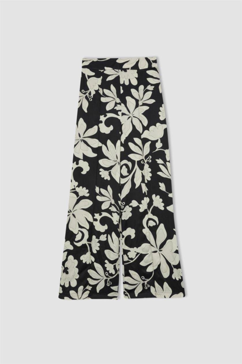 FEMME Noir Pantalon Palazzo En Satin