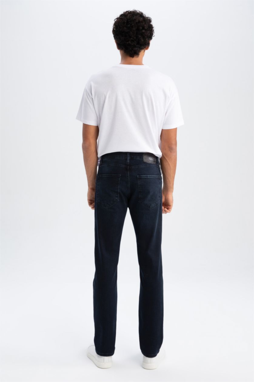 رجال أسود أزرق بنطلون جينز قصة عادي مريح