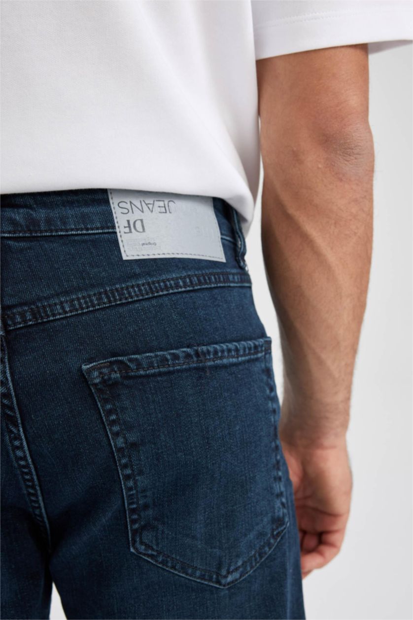 HOMME Vert Foncé Pantalon Jean Coupe Confort Régulière Ourlet régulier