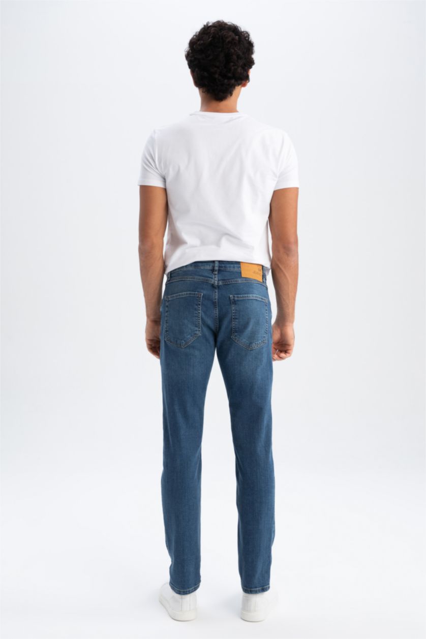 HOMME Bleu Pantalon Jean Coupe Confort Régulière Ourlet régulier