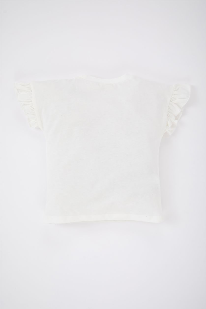 BABY GIRL White Baby Girl Regular Fit Crew Neck Floral Short Sleeve T-Shirt