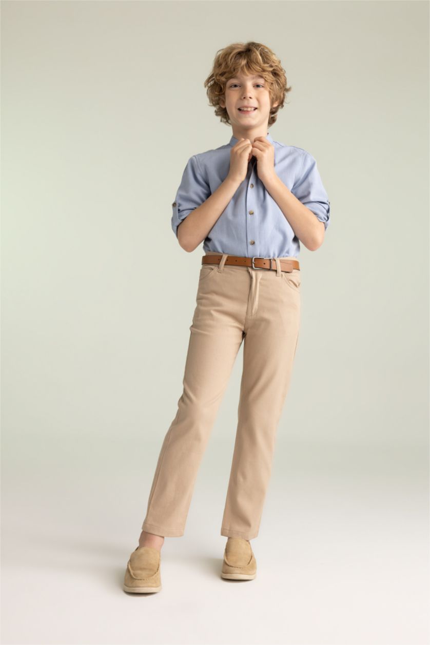 BOYS & TEENS Light Vison Boy Belted Gabardine 2 Piece Trousers