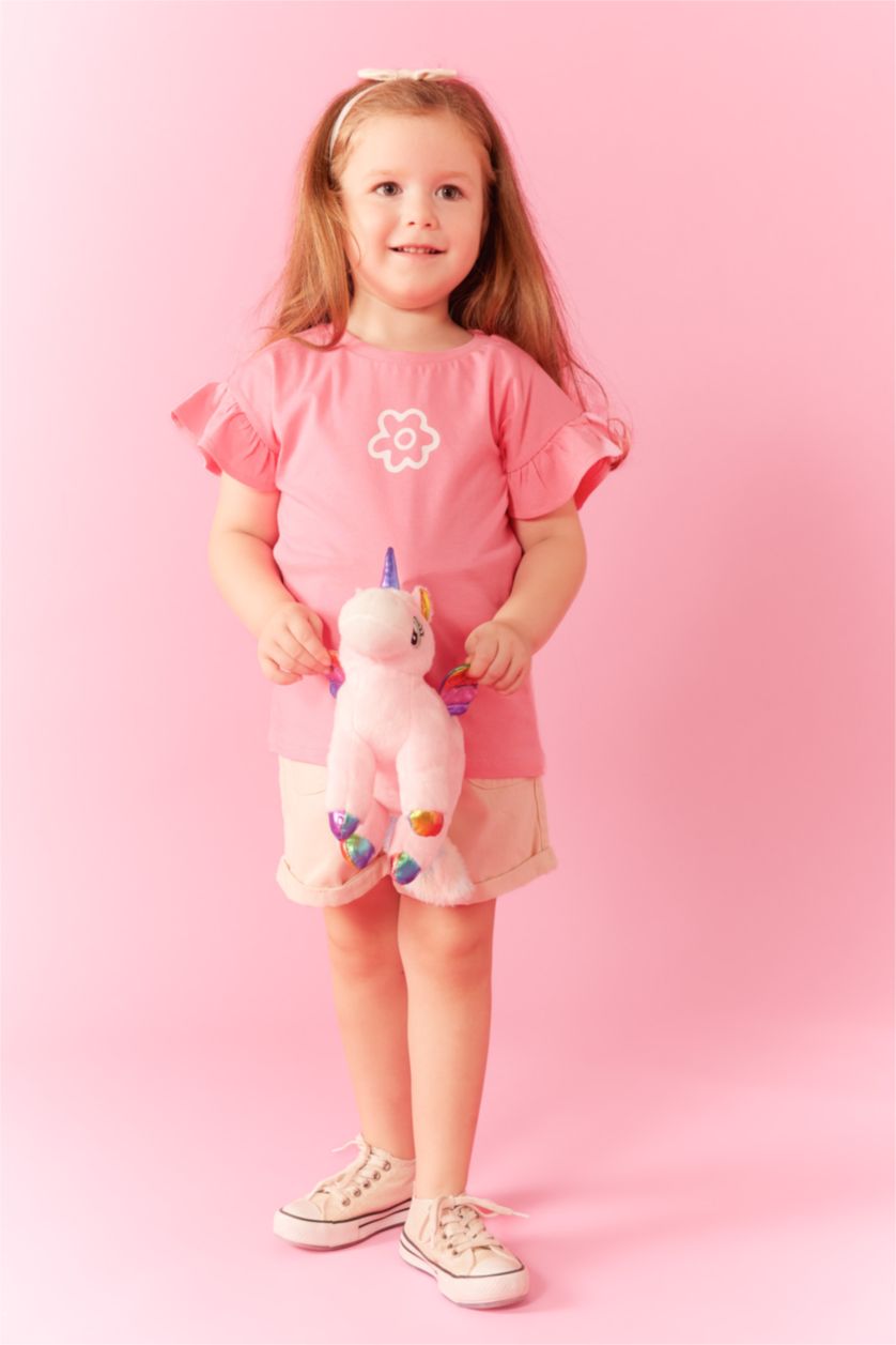 BABY GIRL Pink Regular Fit Flower Short Sleeve T-Shirt