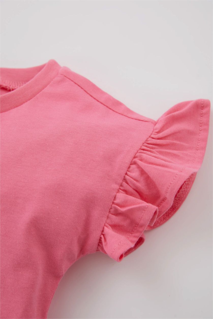 BABY GIRL Pink Regular Fit Flower Short Sleeve T-Shirt