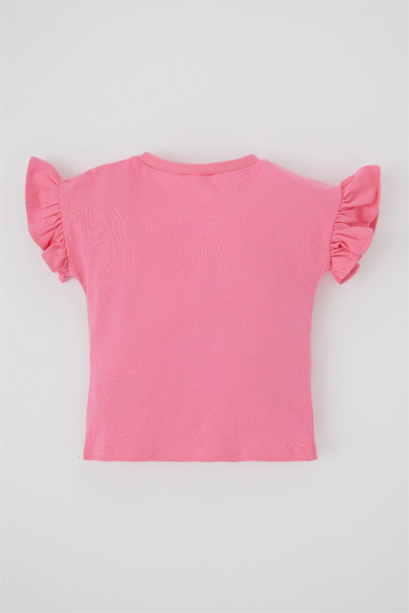 BABY GIRL Pink Regular Fit Flower Short Sleeve T-Shirt