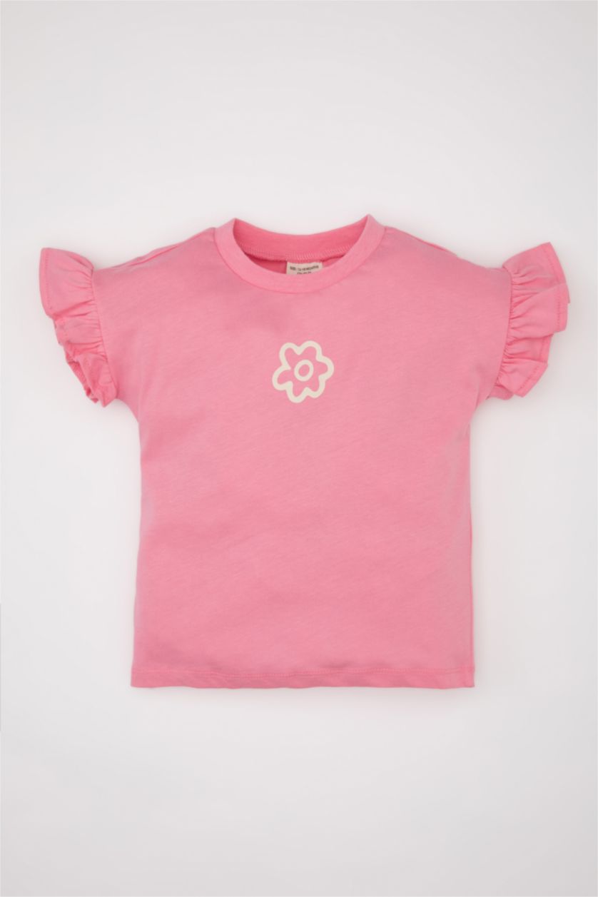 BABY GIRL Pink Baby Girl Crew Neck Printed Short Sleeve T-Shirt